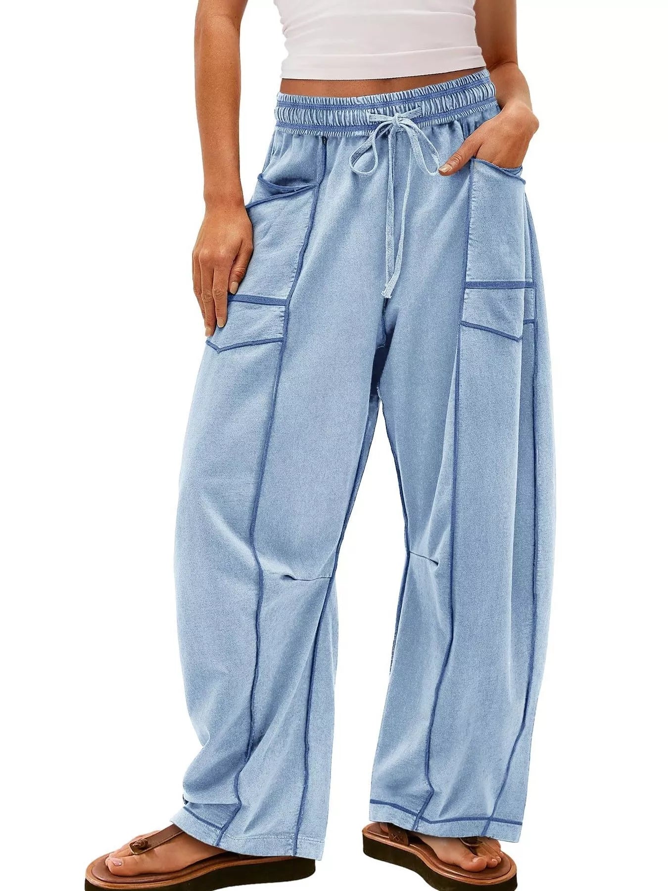 Drawstring Wide Leg Pants 
