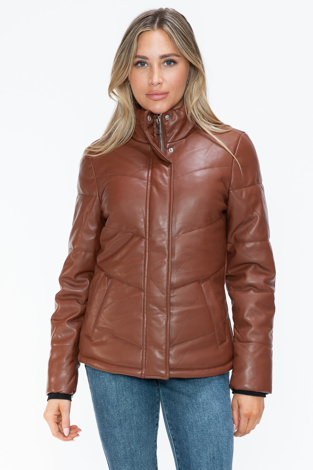 Snobbish Pocketed Zip Up Turtleneck Puffer Jacket 