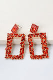 Square Shape Glass Stone Dangle Earrings 