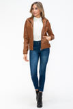 YMI Faux Layered Double-Zipper Jacket with Fuzzy Hood 