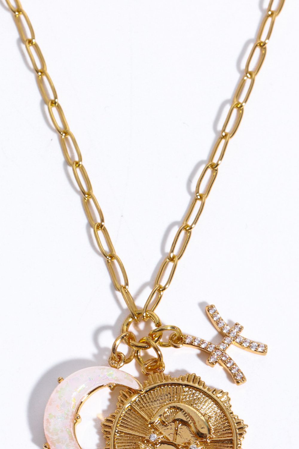 Constellation and Moon Pendant Copper Necklace 