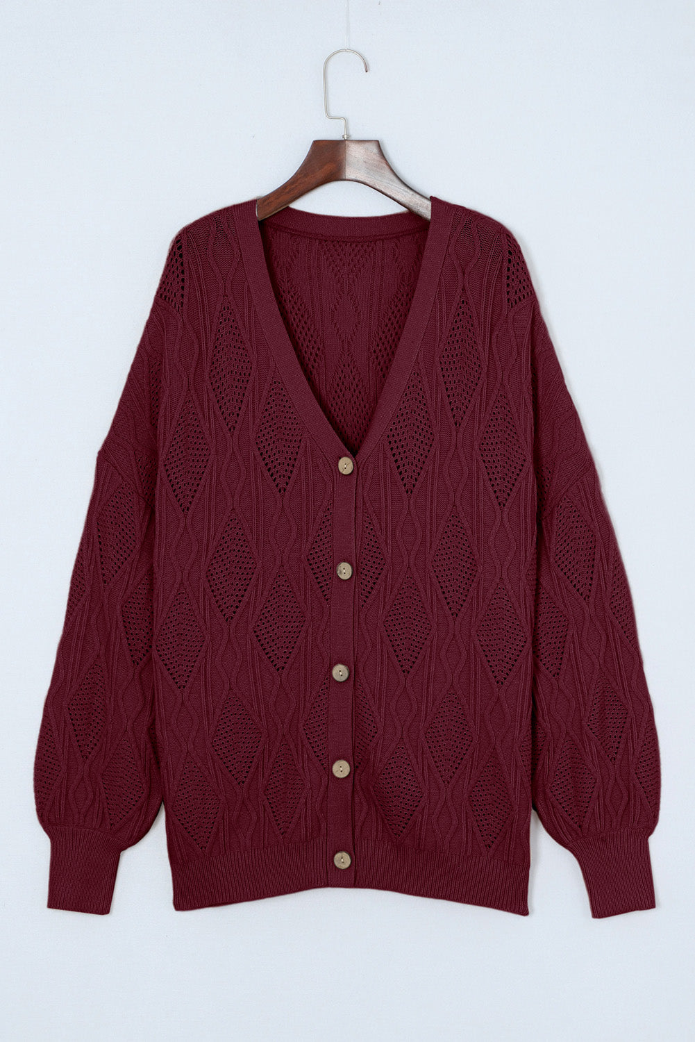 Plus Size Cable-Knit Button Up Sweater 