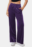 Drawstring Elastic Waist Straight Leg Pants 