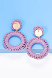 Round Shape Raffia Grass Dangle Earrings 
