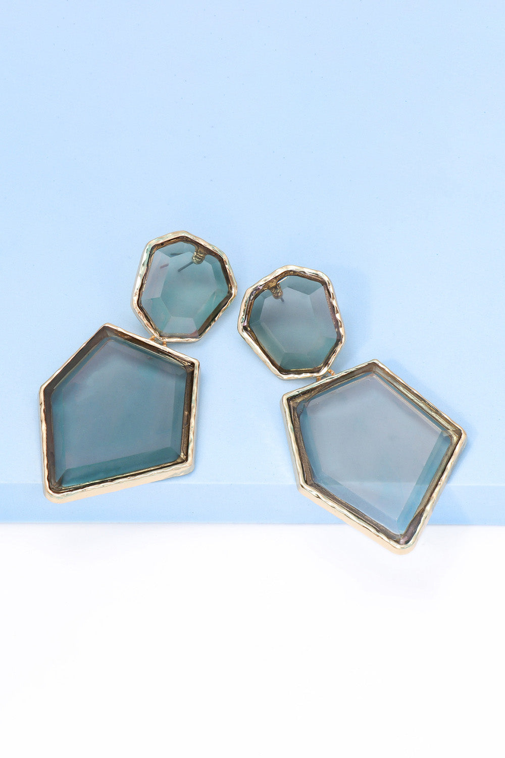 Geometrical Shape Zinc Alloy Frame Resin Dangle Earrings 
