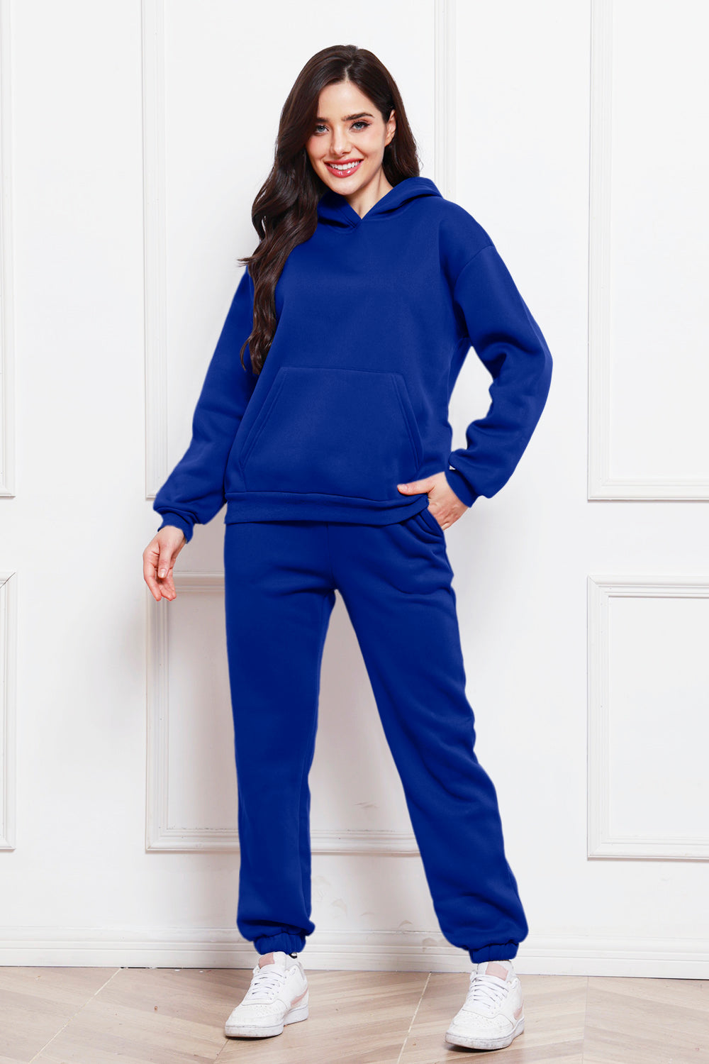 Drop Shoulder Long Sleeve Hoodie and Pants Set 