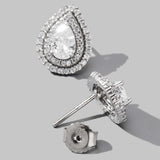 925 Sterling Silver Zircon Teardrop Shape Stud Earrings 