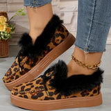 Bow Furry Round Toe Flat Slip-Ons 