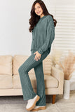 Basic Bae Full Size Ribbed Drawstring Hooded Top and Straight Pants Set 