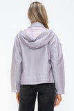 How Dare U Drawstring Hem PU Leather Zip Up Jacket 