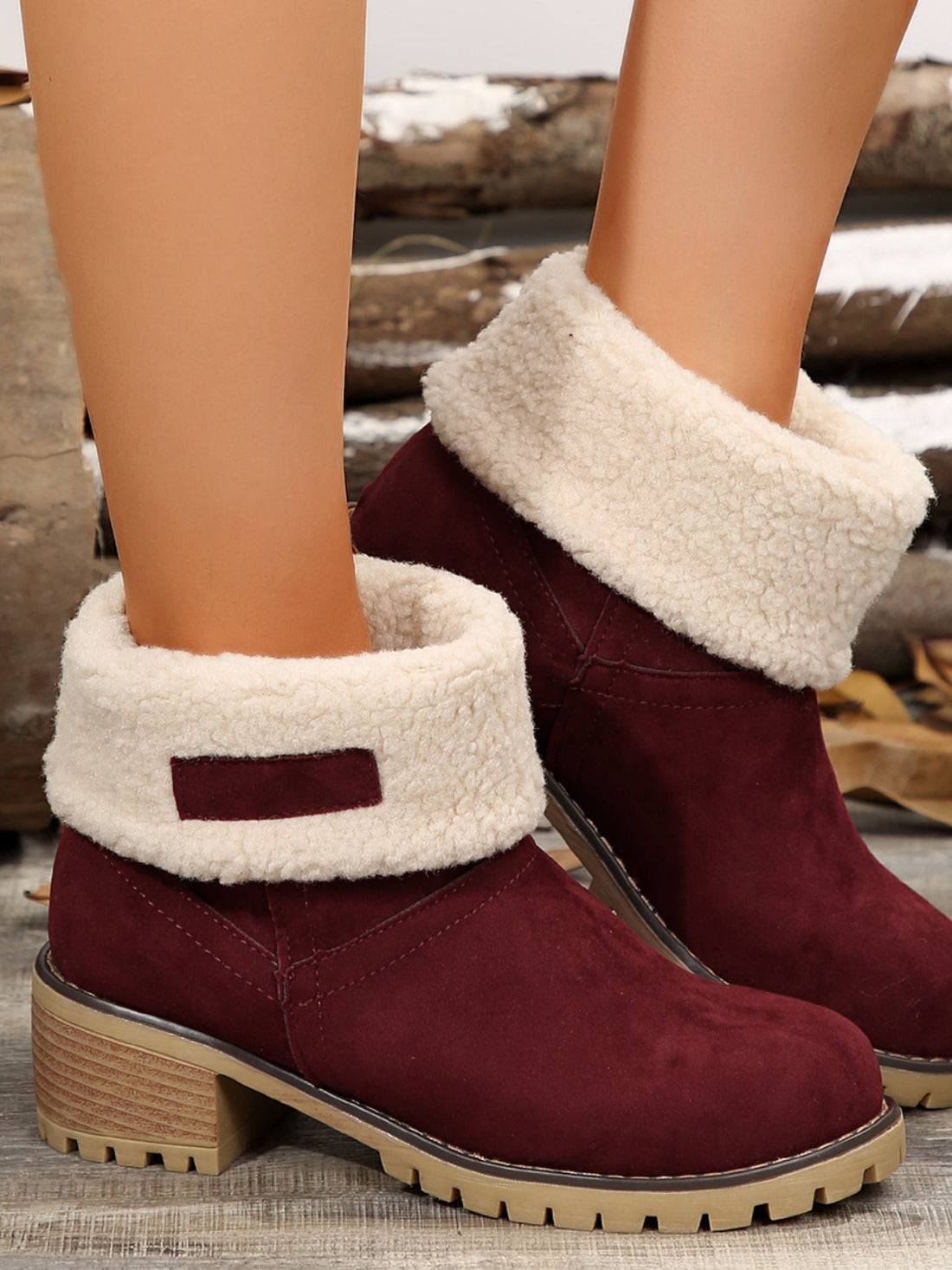 Thermal Fuzzy Block Heel Boots 