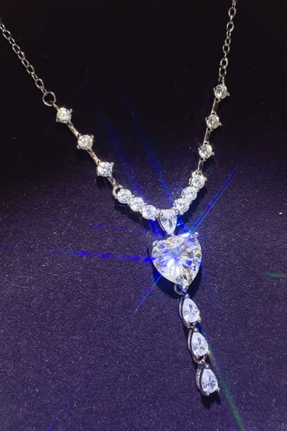 3 Carat Moissanite 925 Sterling Silver Drop Necklace 
