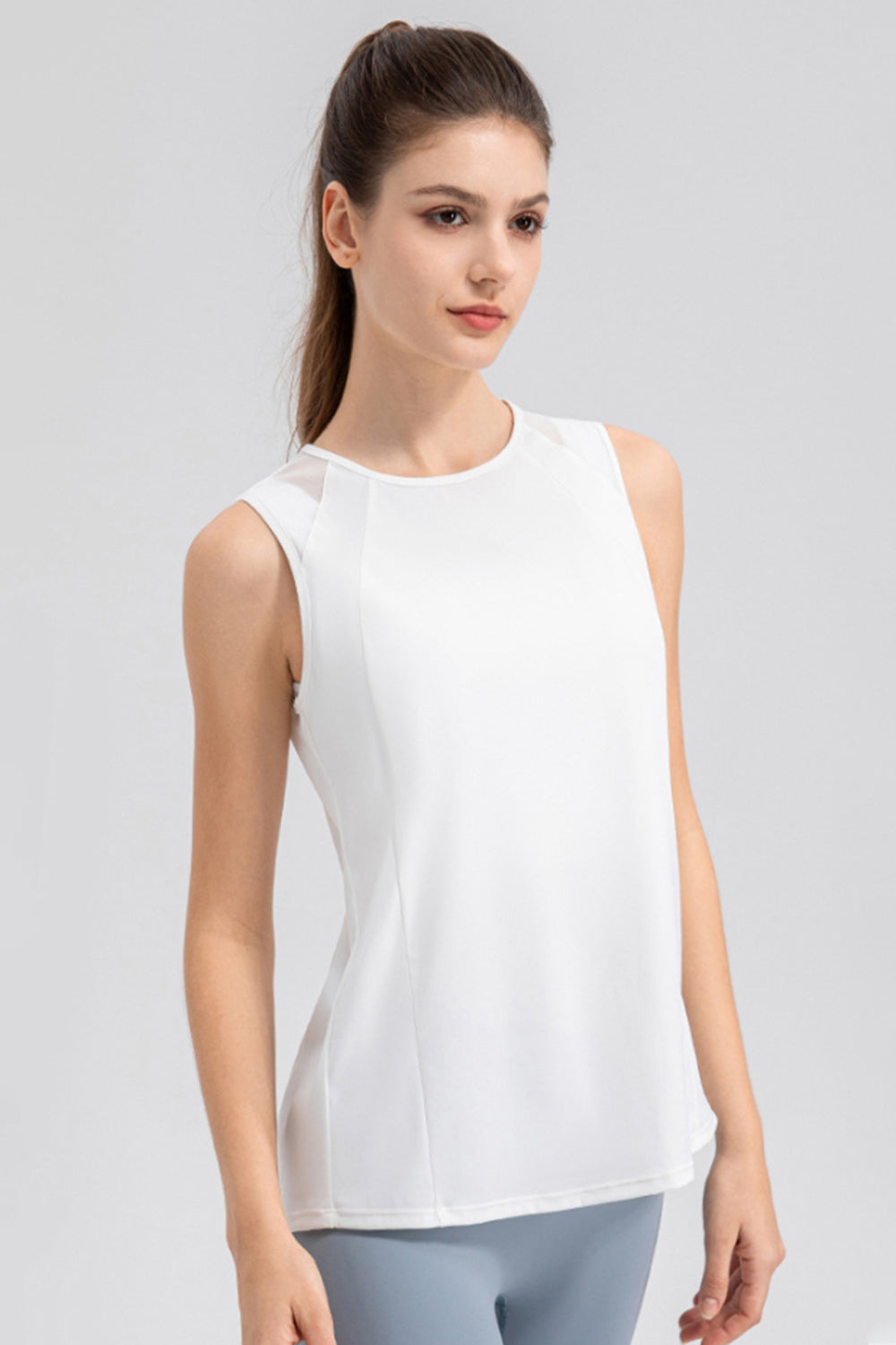Round Neck Wide strap Active Tank 