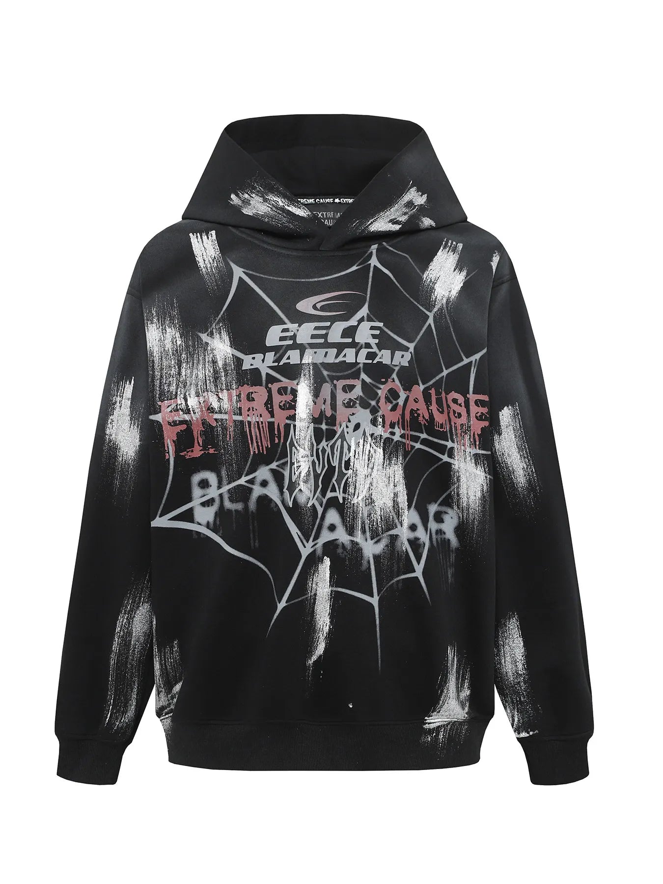 Men's Gothic Spider Web Graffiti Print Hoodie 