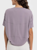 Millennia Drawstring Round Neck Short Sleeve Active T-Shirt 