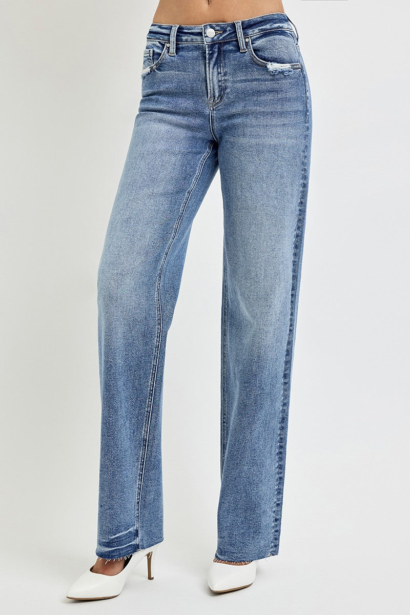 RISEN Full Size High Rise Straight Leg Jeans with Pockets 