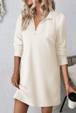Double Take Textured Quarter Zip Long Sleeve Dress 