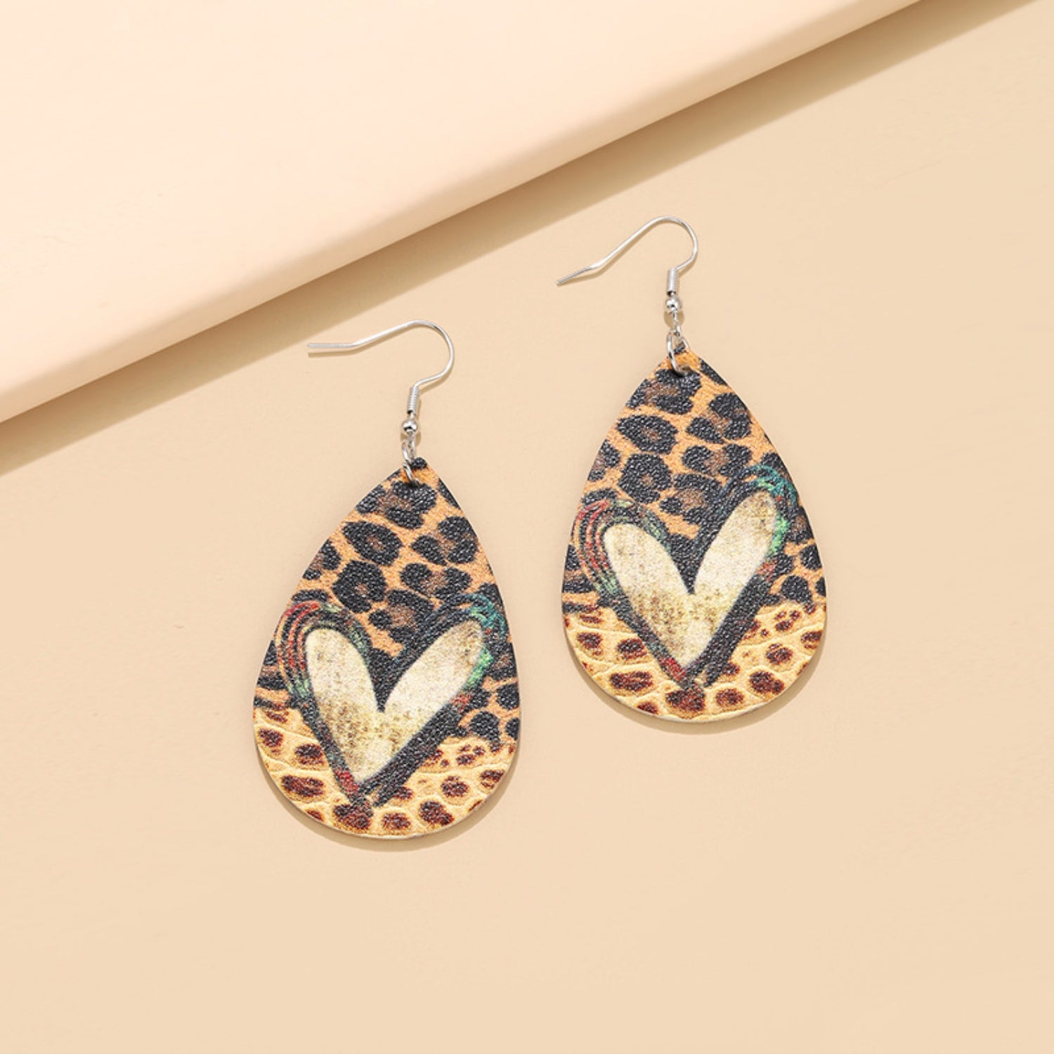 PU Leather Leopard Teardrop Earrings 