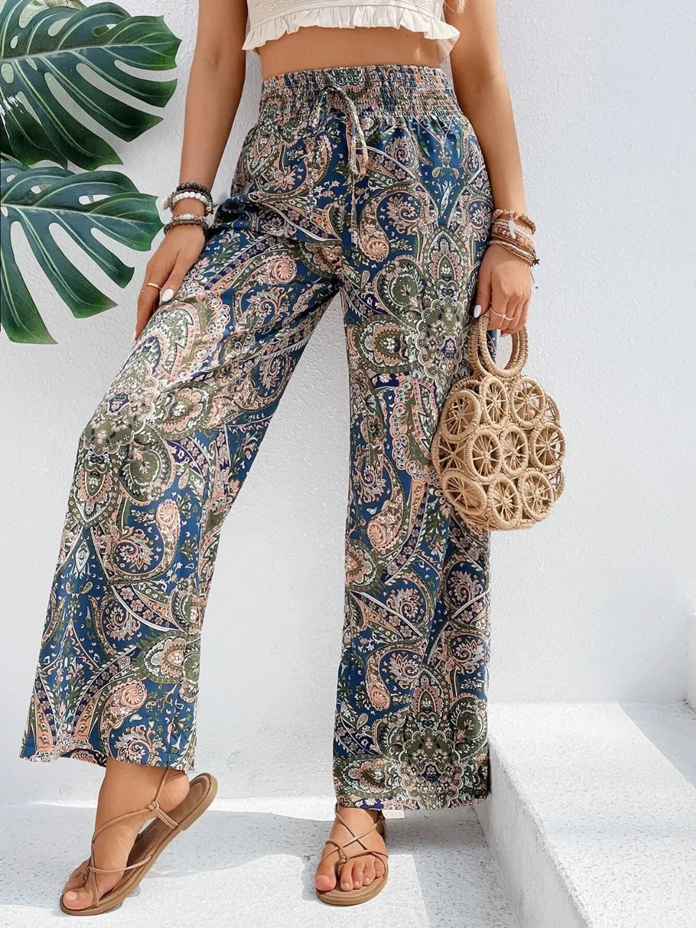 Printed Wide Leg Pants 