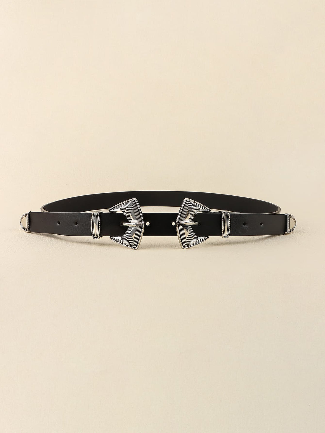 Double Buckle PU Leather Belt 