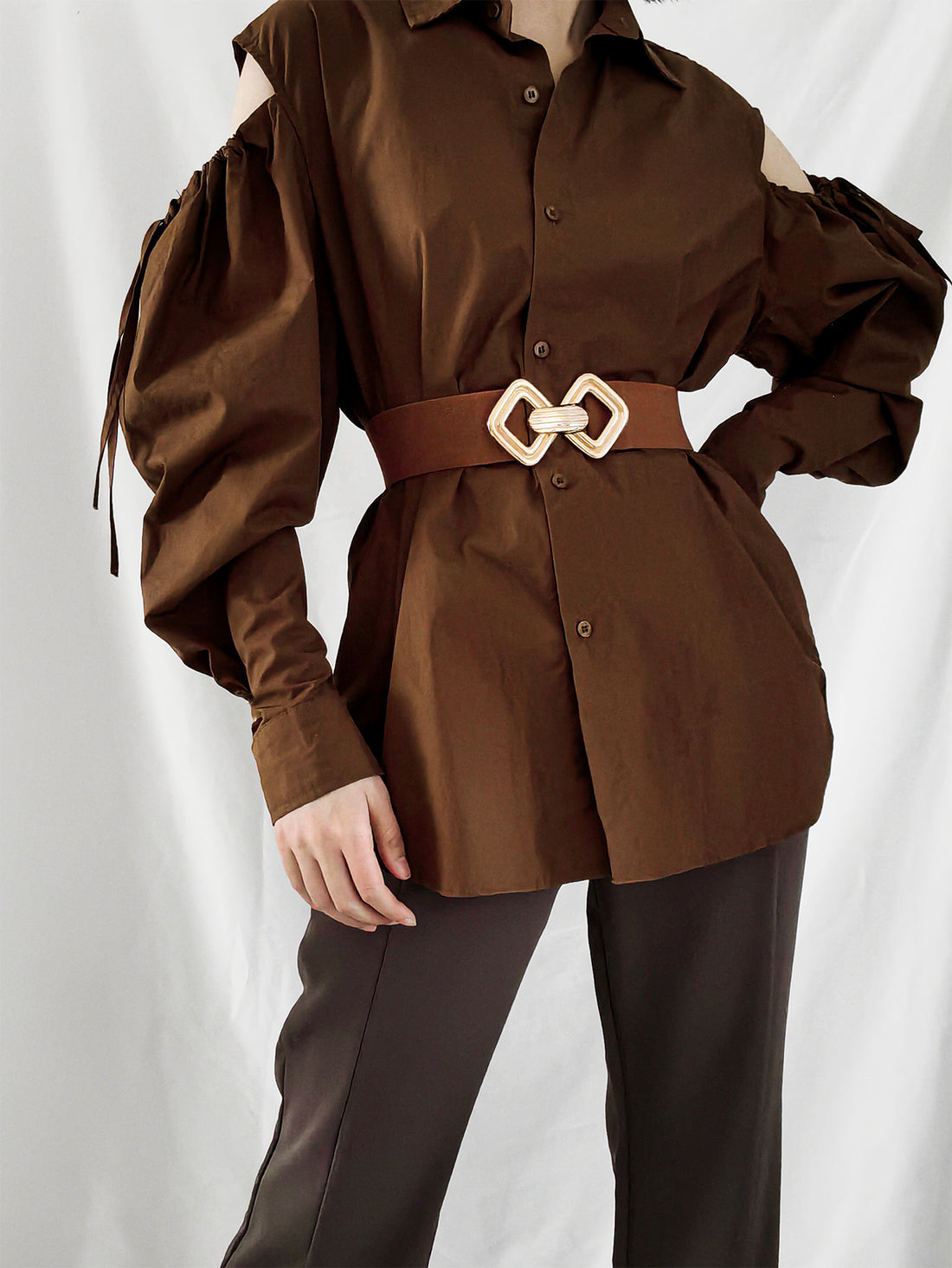 Geometric Buckle Elastic Wide Belt 