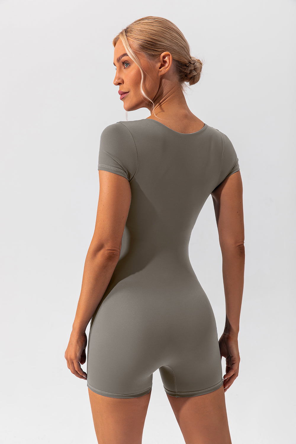 Square Neck Cap Sleeve Active Romper 