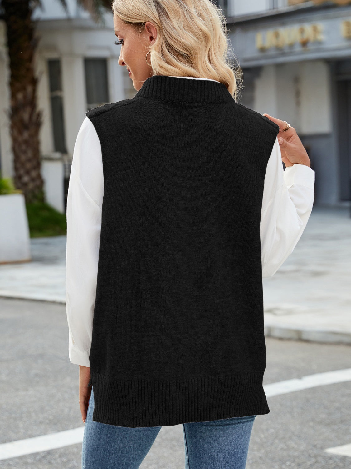 Cable Knit V-Neck Sweater Vest 