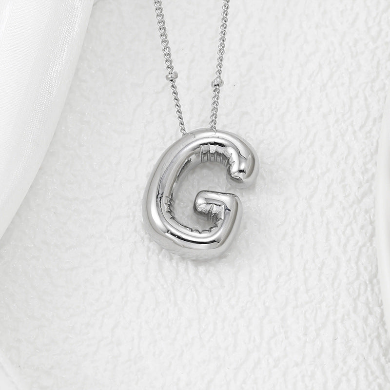 Copper Bubble Letter Pendant Necklace 