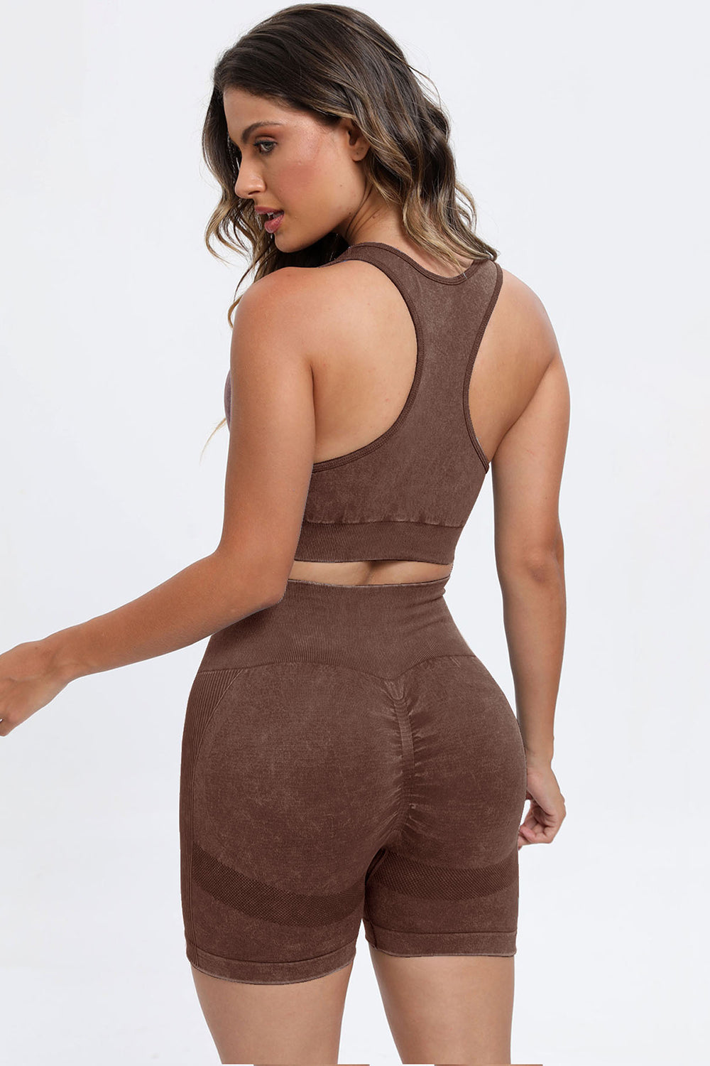 3 Piece Washed Square Neck Wide Strap Active Set 