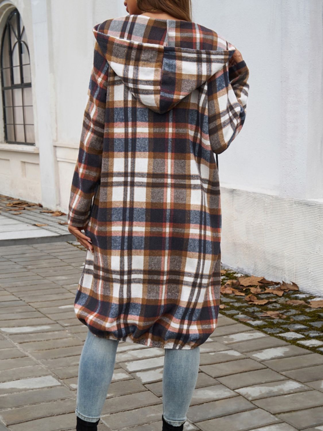 Devine Plaid Zip Up Hooded Coat 
