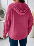 Plus Size Drawstring Dropped Shoulder Hooded T-Shirt 