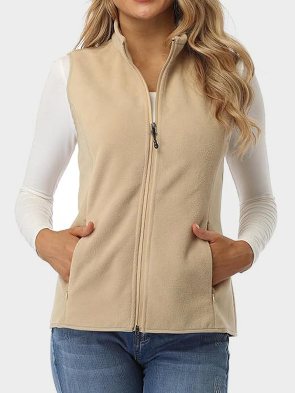 Zip Up Turtleneck Vest with Pockets 