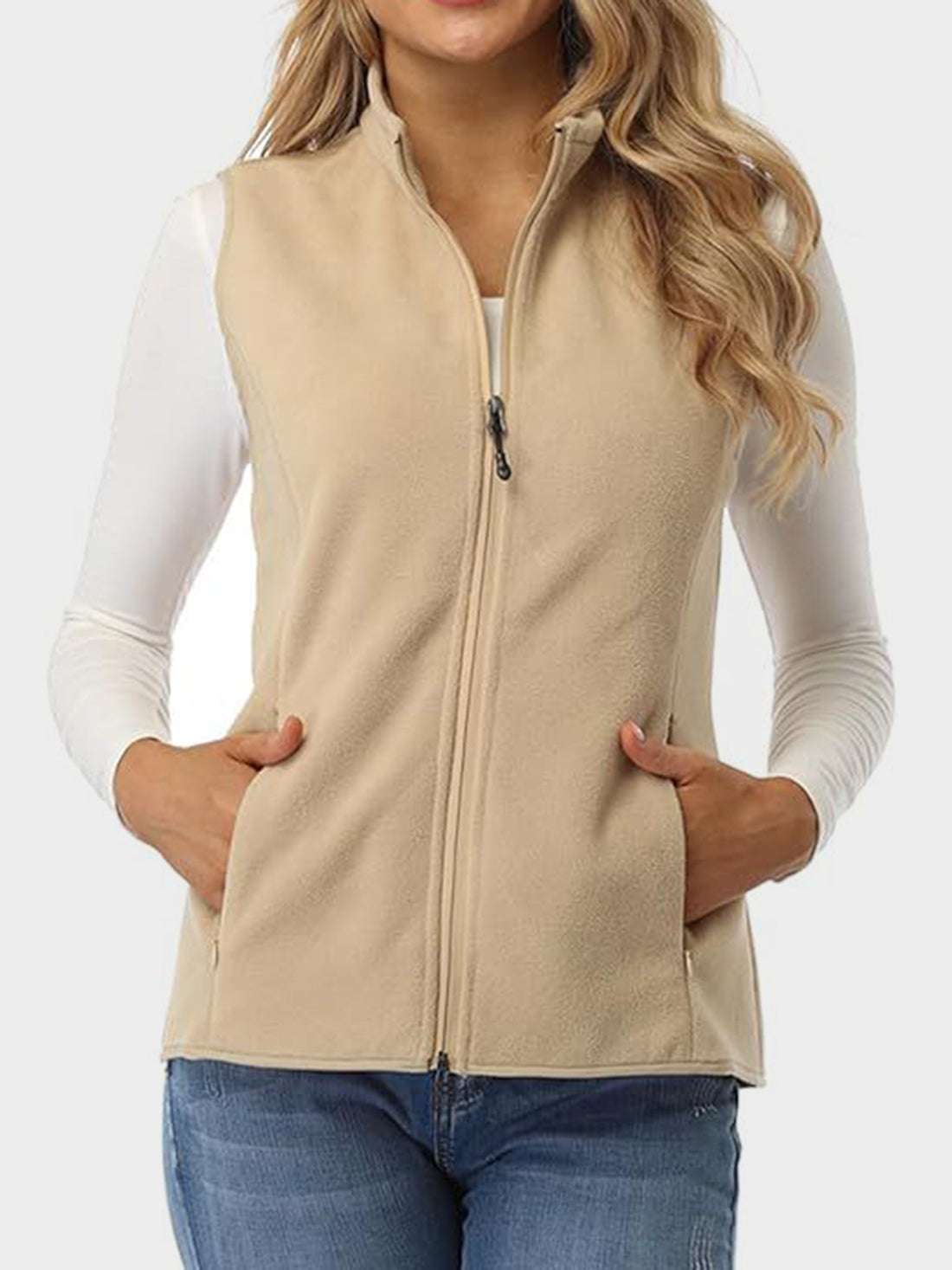 Zip Up Turtleneck Vest with Pockets 