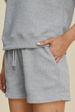 Double Take Full Size Texture Short Sleeve Top and Shorts Set 