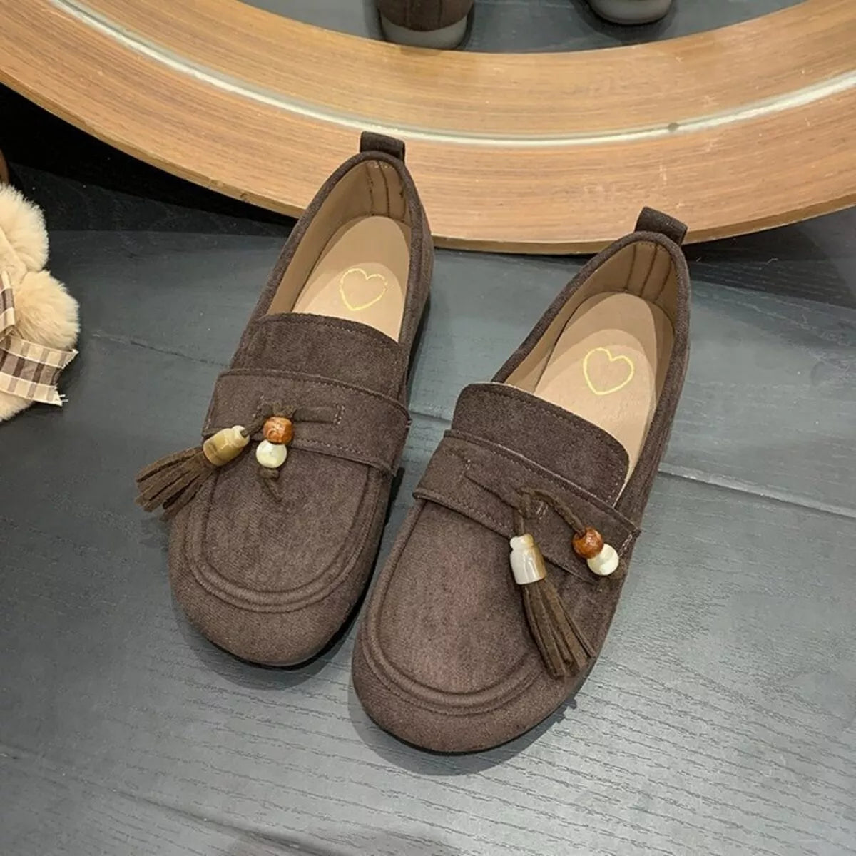 Tassel Round Toe Slip-Ons 