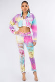 American Bazi Distressed Back Cropped Denim Jacket 