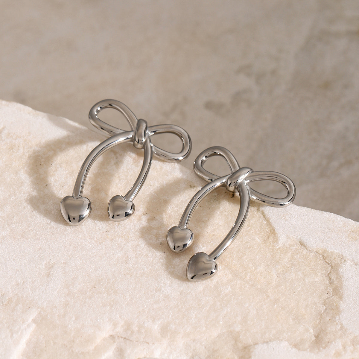 Stainless Steel Bow Earrings 