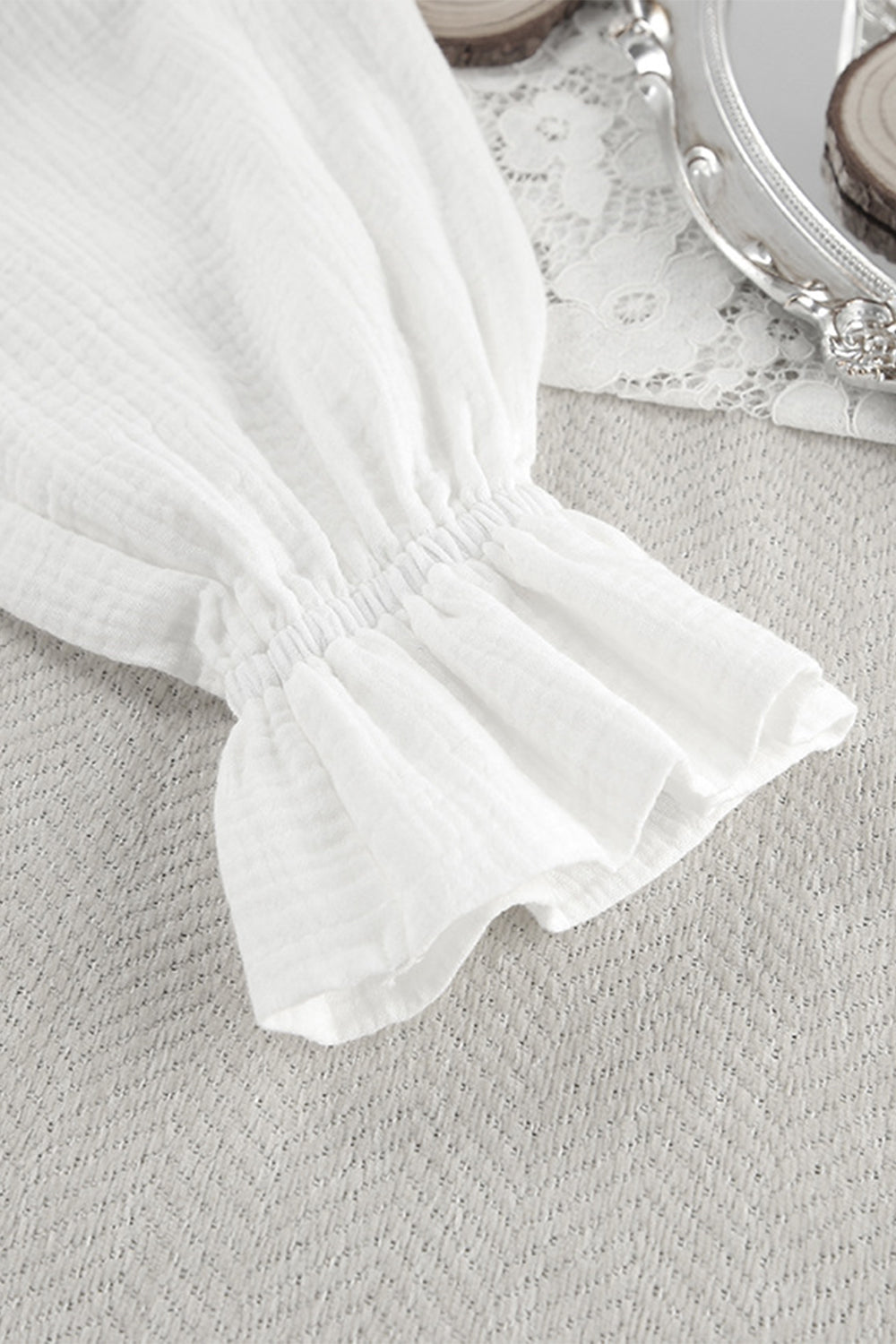 Breathable Ruffled V-Neck Long Sleeve Top and Pants Set 