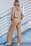 Drawstring Zip Up Hoodie and Pants Active Set 