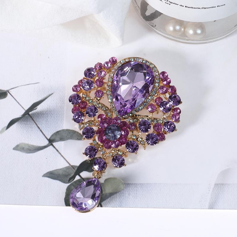 Alloy Rhinestone Teardrop Brooch 