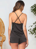 Lace Detail V-Neck Top and Shorts Lounge Set Lingerie & Nightwear