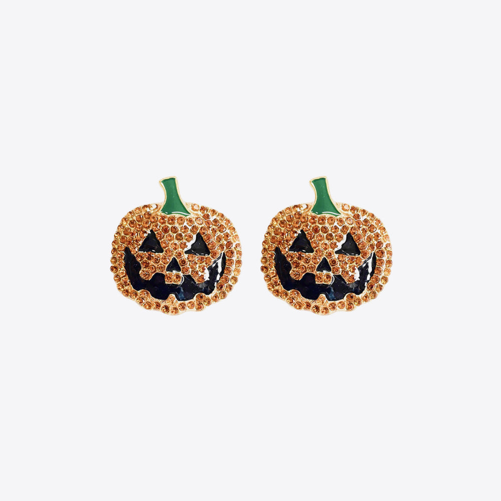Demon Pumpkin Rhinestone Alloy Earrings 
