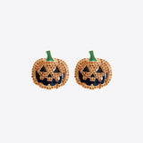 Demon Pumpkin Rhinestone Alloy Earrings 