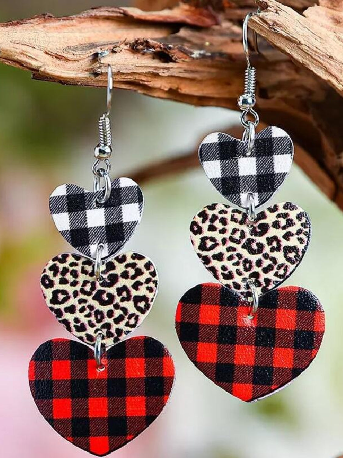 Printed PU Leather Dangle Earrings 