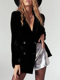 Lapel Collar Long Sleeve Blazer with Pockets 