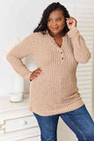 Double Take Notched Neck Ribbed Long Sleeve T-Shirt 