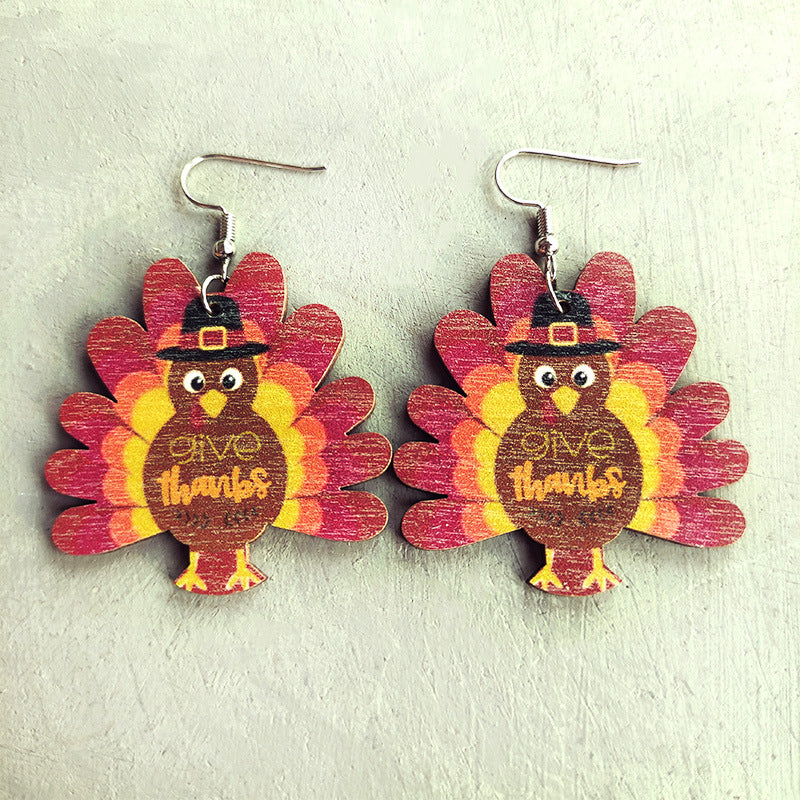 Thanksgiving Turkey Drop Earrings 