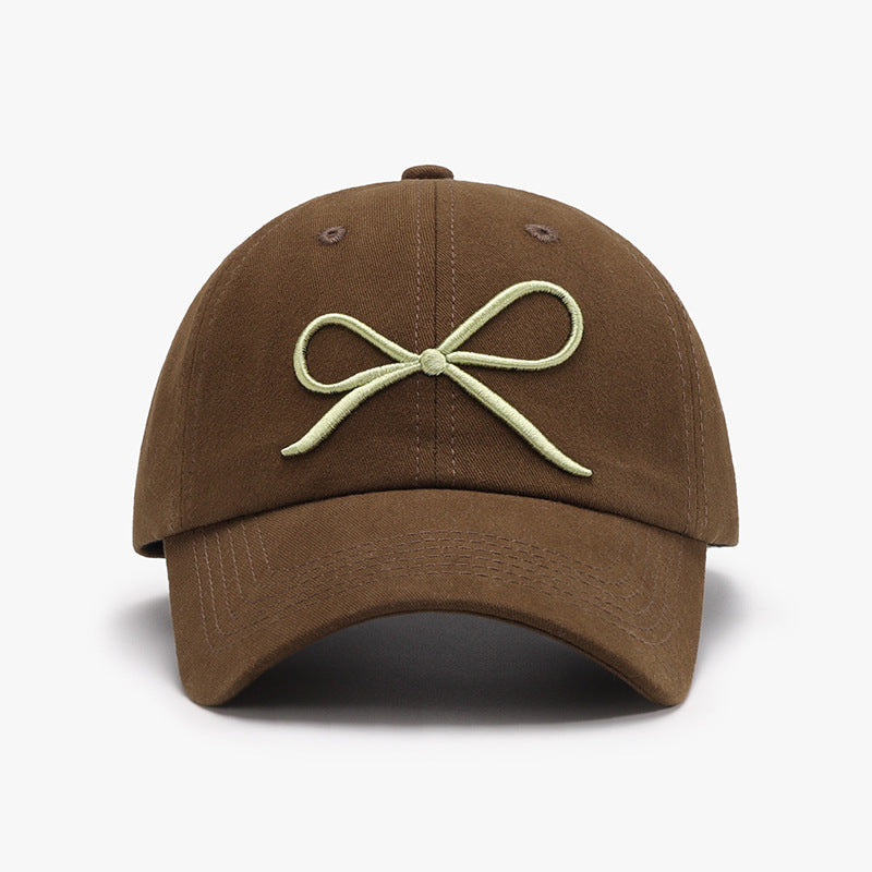 Bow Embroidered Cotton Baseball Cap 