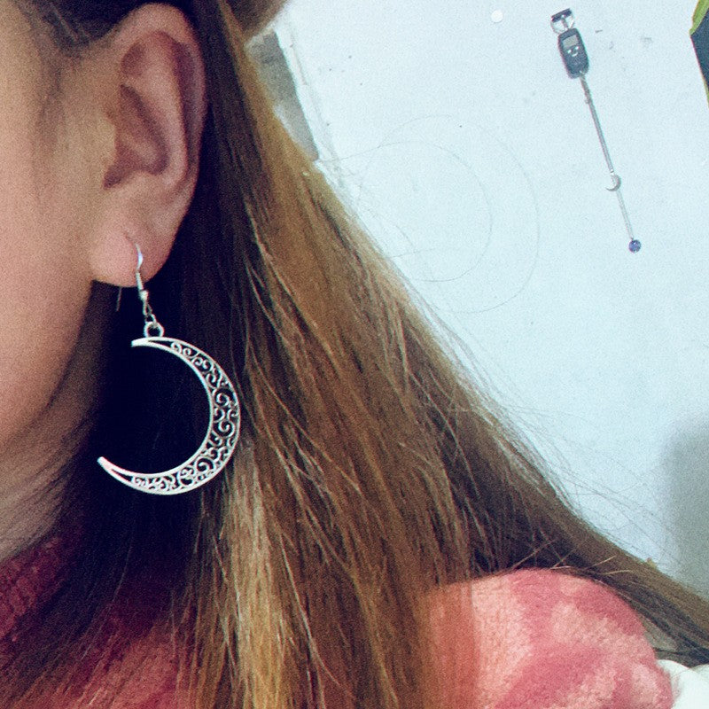 Alloy Cutout Moon Earrings 