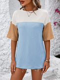 Mandy Color Block Round Neck Half Sleeve T-Shirt 